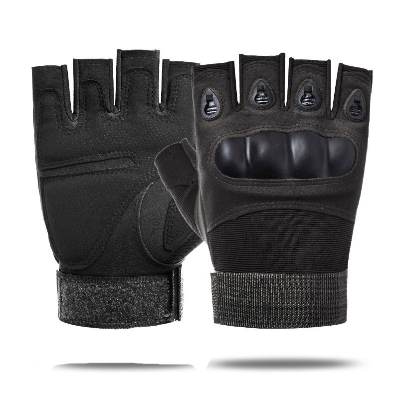 Oji medio dedo guantes tácticos hombres y mujeres deportes montañismo fitness equitación combate negro shell entrenamiento especial guantes de protección