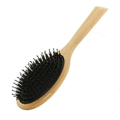 櫸木圓柄豬鬃梳美發梳氣囊燙頭豬鬃養發梳洗頭梳實木梳