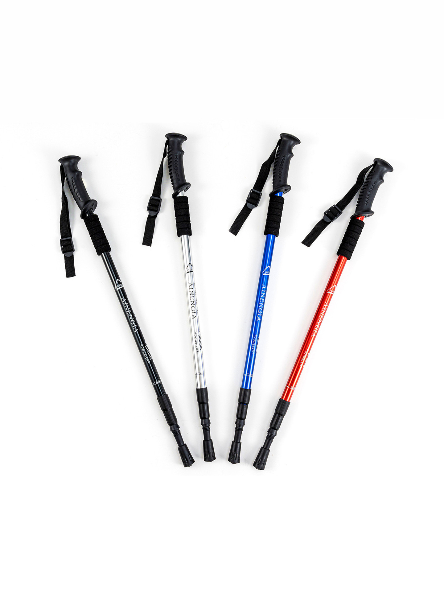 Bastón de trekking para viajes al aire libre Bastón de escalada de aleación de aluminio de tres secciones con mango recto Bastón de trekking telescópico conveniente Venta directa de fábrica