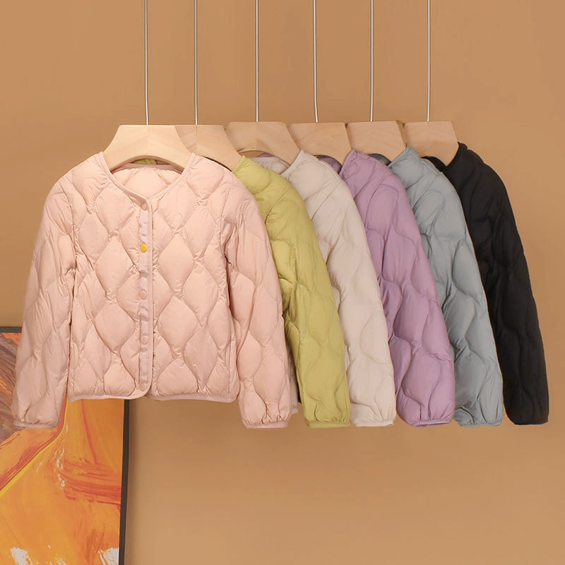 Детские легкие пуховики Короткие мальчики девочки среднего и старшего возраста