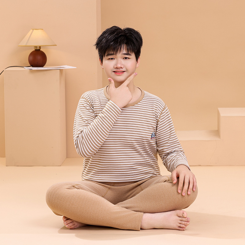 青少年初中生秋衣秋裤胖大童保暖内衣男童睡衣加肥大码女孩打底衫|undefined