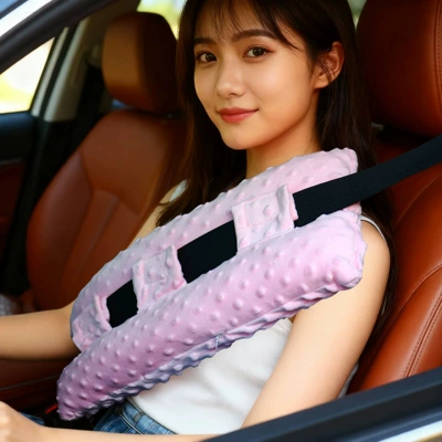 Protective Cover, Soft Anti-Wear, Anti-Stomach, Seat belt shoulder pad - pink-with-pocket-160g-301525cm
