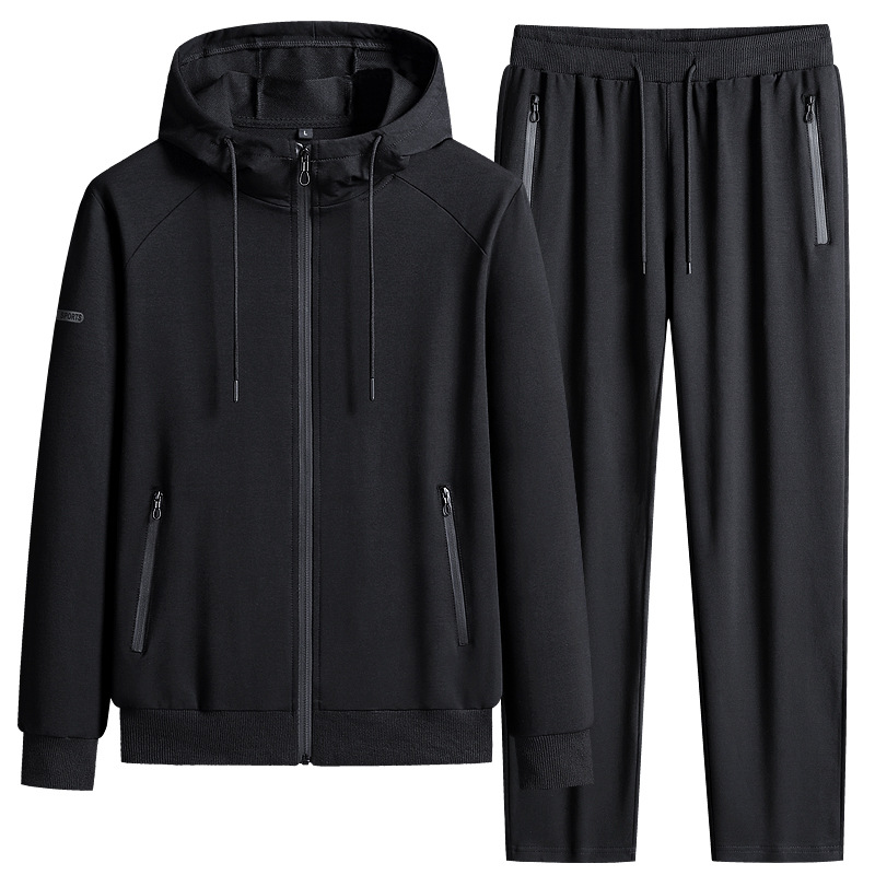 Suéter transfronteriza de primavera y otoño con capuzas de dos piezas de algodón puro juego deportivo casual para correr abrigo de ropa deportiva casual
