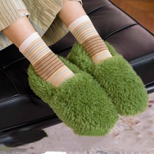 2026新款女童鞋江南布衣秋冬家用暖绒彩色平底豆豆鞋冬季儿童防滑