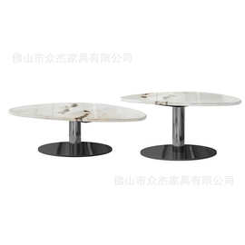 意式极简毕加索大理石茶几客厅家用设计师新款高级感异形组合茶几