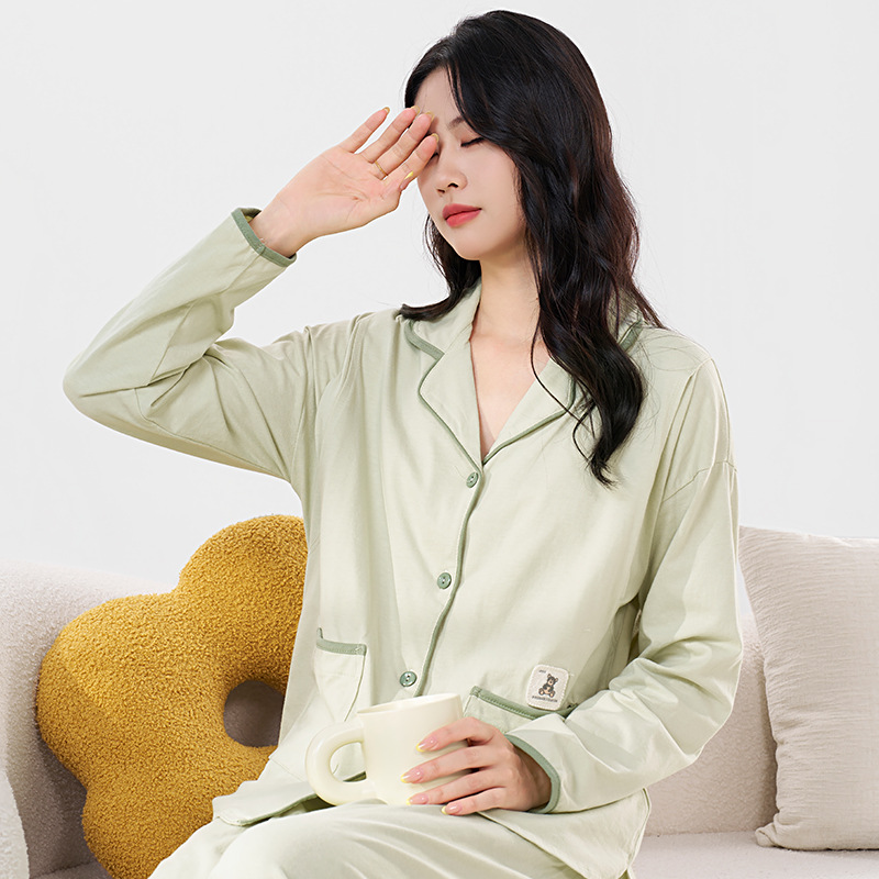 임산부 산후 의류 세트 2025 봄과 가을 새로운 산후 모유 수유 잠옷 임신 홈웨어 투피스 세트