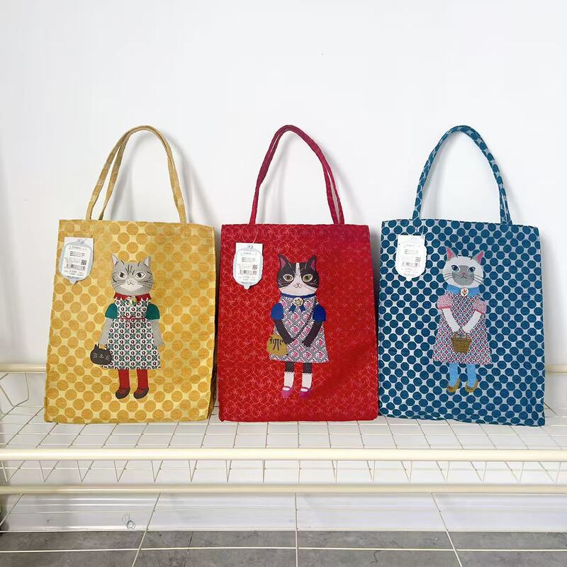 Japanese Kusuguru Authentic Honey Bean Princess Jacquard Handbag Handbag Chenille Shopping Work Clothing 404