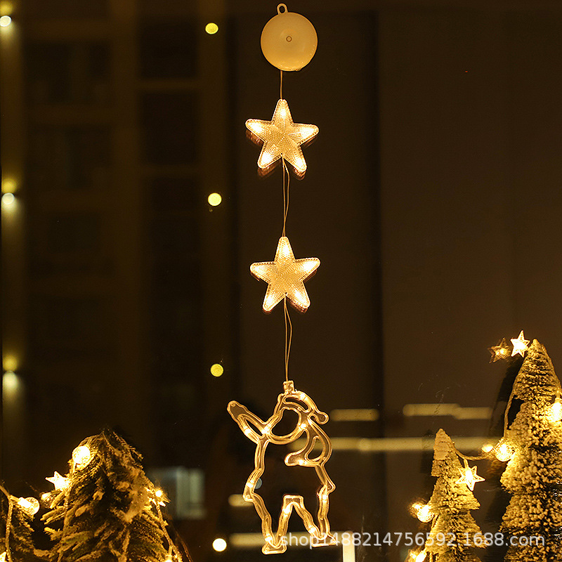 Nuevas luces de decoración de Navidad luces de ventana Santa muñeco de nieve luces de estrella de ventana atmósfera decoración al por mayor luces de color
