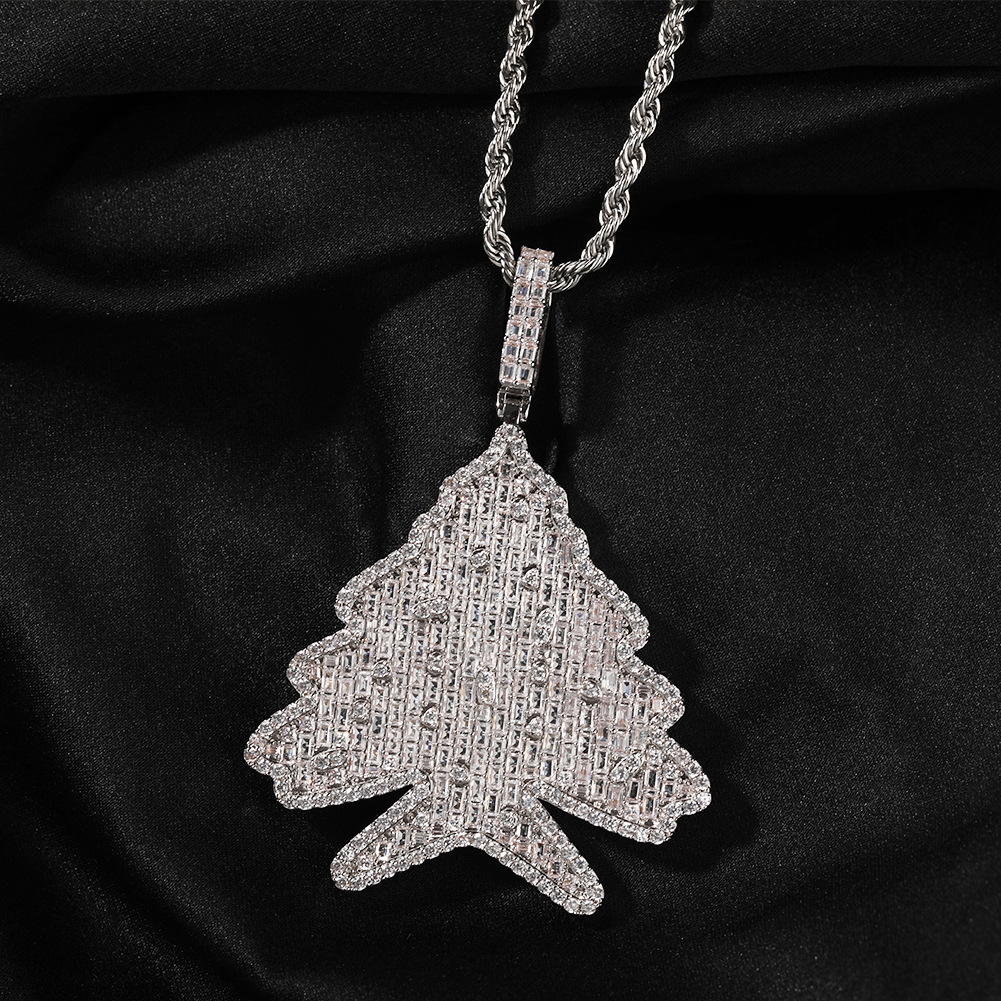 Collana con ciondolo a forma di albero di Natale con zirconi in rame esclusivo Hip Hop Winter, accessori per gioielli dall'atmosfera unica_voghion.com