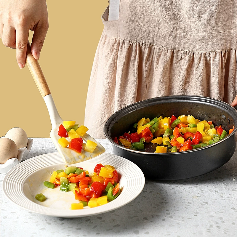 Solid wood handle silicone kitchenware food grade high temperature -resistant spatula non -stick pot dedicated fried shovel soup spoon spoil set combination