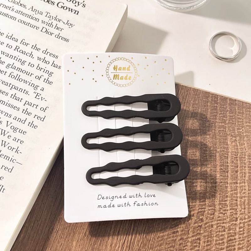 2025 nuevo estilo horquilla negra para mujer, cabello roto en la frente, clip de pico de pato lateral, clip para accesorios para el cabello para adultos, clip simple de una palabra