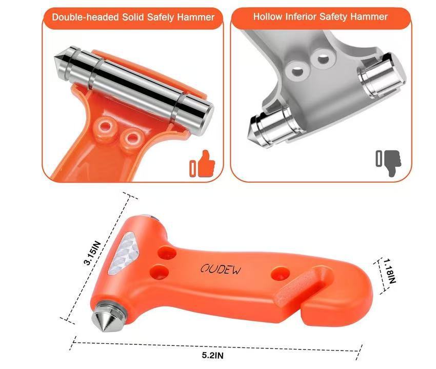 New Car Emergency Safety Hammer with Straps, Two-In-One Multifunctional Car Life-Saving Hammer, Escape Hammer, Window Breaker, Hot-Selling Item