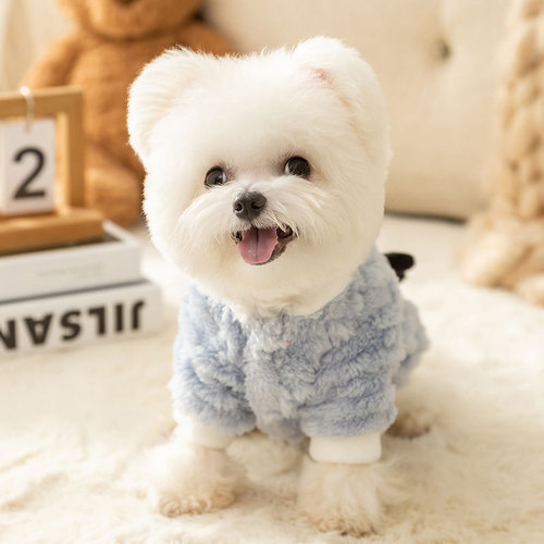 Three-dimensional small animal dog winter clothes for traction autumn and winter small dogs warm two-legged fleece pet dog clothing