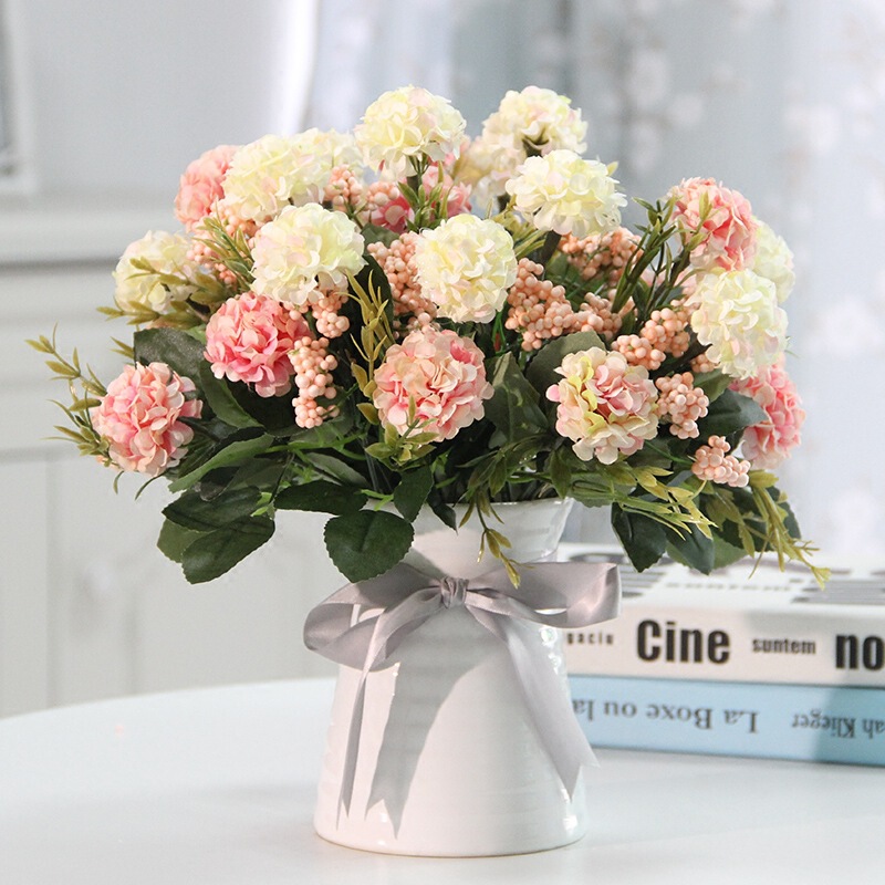 Fragrant Flower Rose Floral Set, Flower Pot with Vase, Artificial Flower Decoration, Silk Flower, Living Room Table Decoration