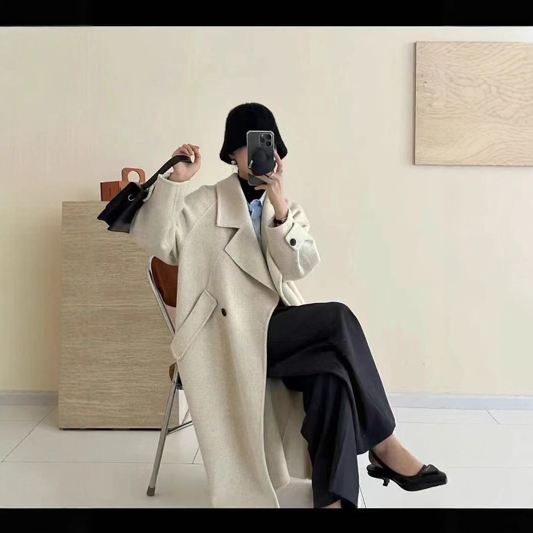 Double-Sided Woolen Coat for Women 2025 New Korean Style Loose Elegant High-End Winter Clothing Petite Woolen Jacket