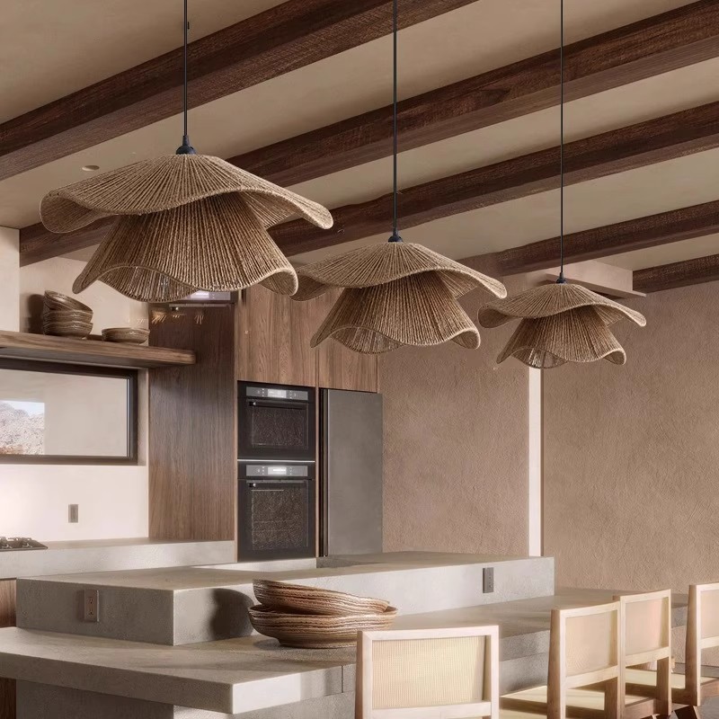 Sala de estar de estilo tranquilo Hotel Residencia Restaurante retro Tejer de algodón Dormitorio Sala de té Comedor de estilo medieval Lámpara de restaurante