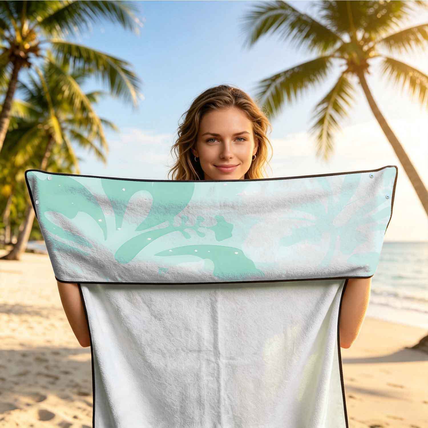 Printed bath towel and car seat cover 2-in-1, ultra-fine fiber outdoor beach and car dual-use universal seat cushion