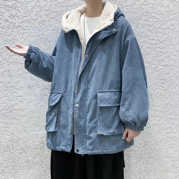 Chaqueta acolchada de algodón con capucha de estilo retro de Hong Kong para niños en invierno suelta y versátil nueva chaqueta de hombre con cremallera cálida