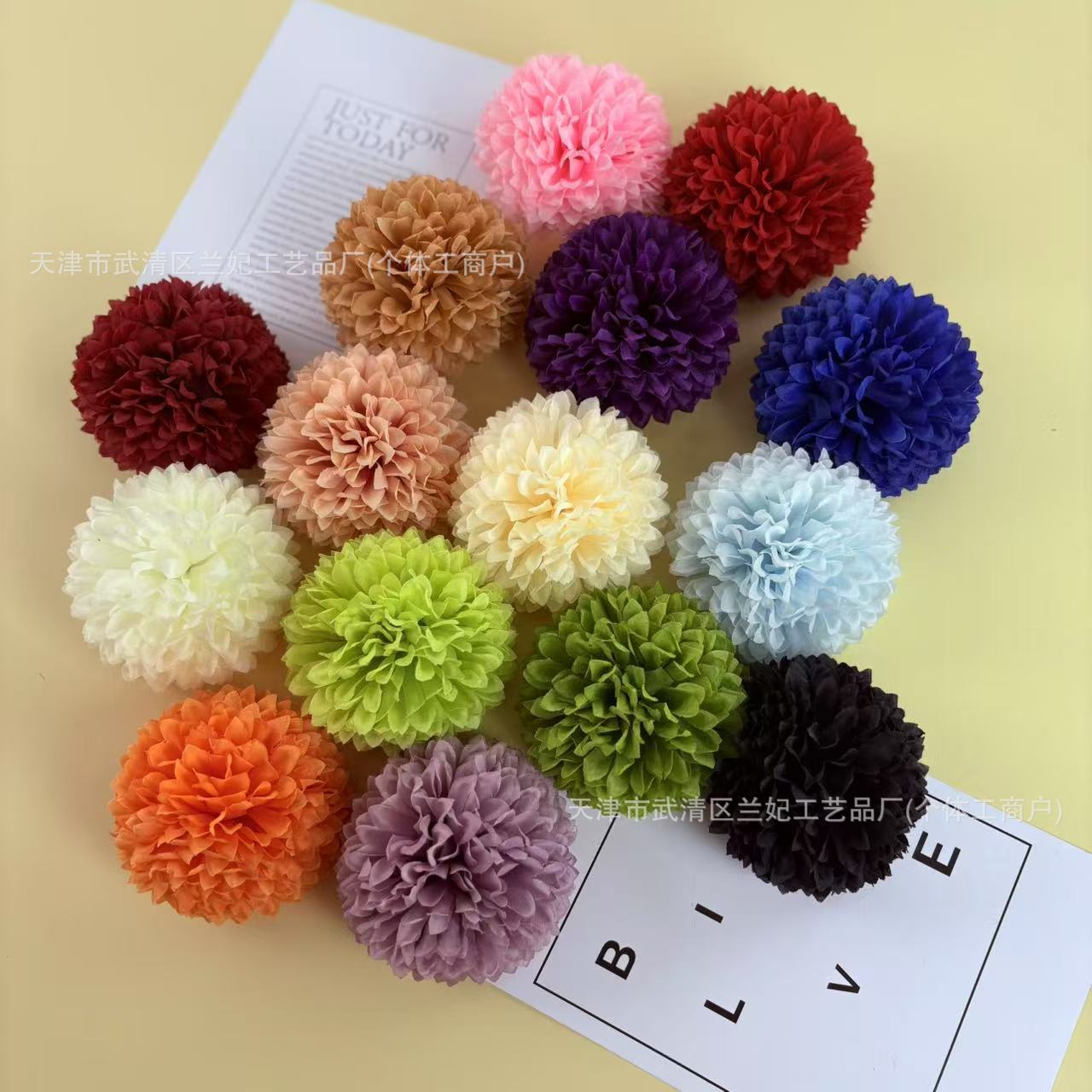 Simulación bola grande cabeza de crisantemo diámetro 10cm ping pong cabeza de crisantemo ramillete de bricolaje tocado baile muñeca flor horquilla