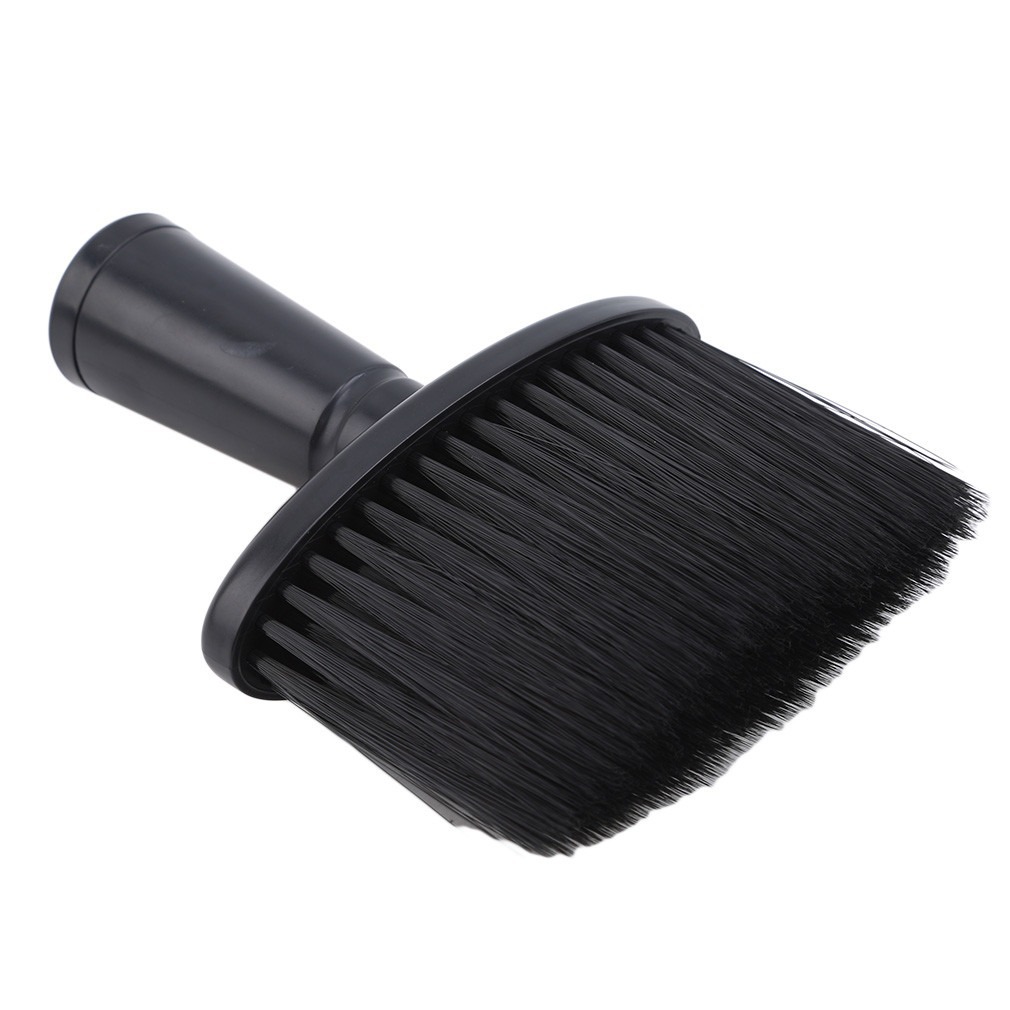 Cepillo manual de limpieza para barba y cuello, mango de plástico negro plateado, diseño ergonómico