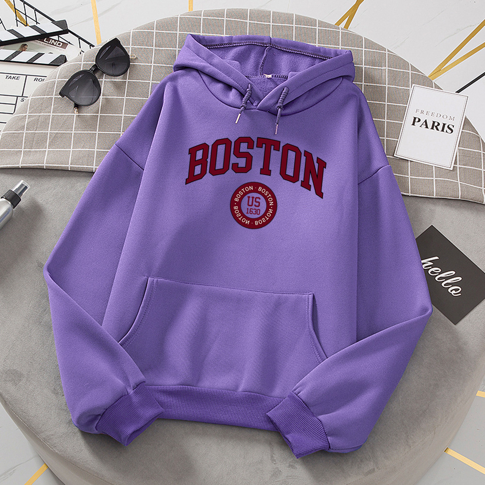 Boston City Us Founded In 1630 Hoodies Women Warm Comfortabl