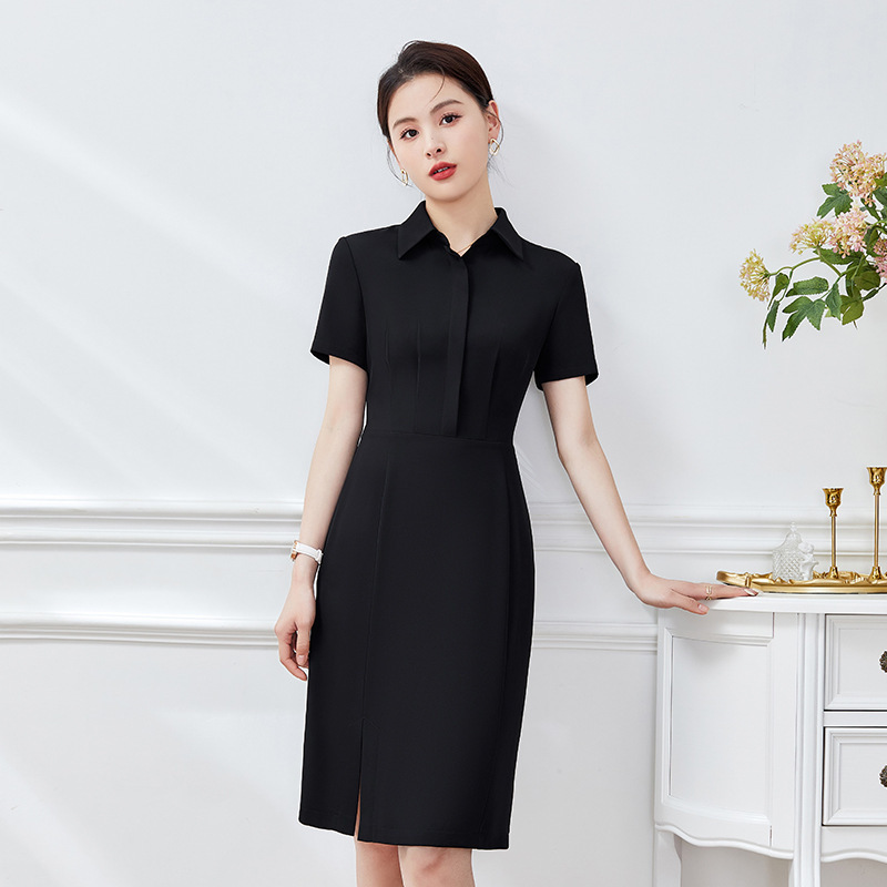 Professional black shirt dress women's summer thin 2022 new fashion temperament work clothing