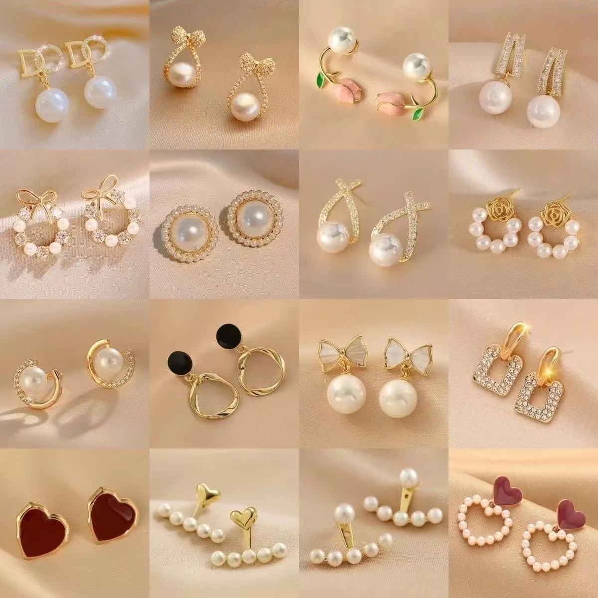 S925 Pendientes de perlas de temperamento Pendientes de lujo ligero de alta gama Pendientes al por mayor y al por menor transfronterizos Mujeres
