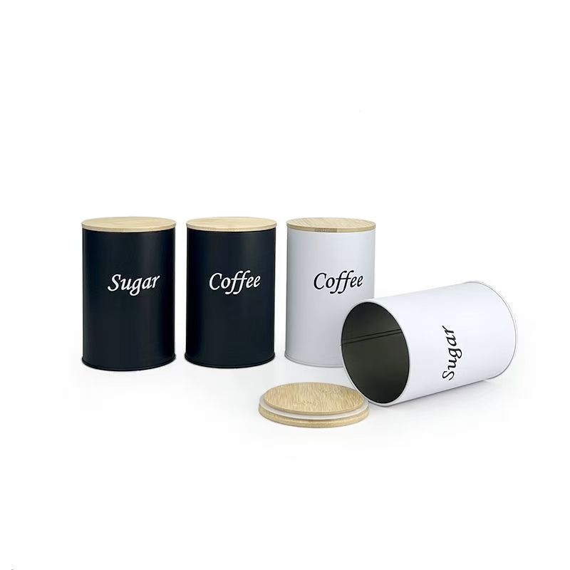 Inventario de bambú cubierta caja de hierro lata cuadrada simple ins café dulce de estilo europeo y americano lata de té lata de estaño sellado lata de embalaje