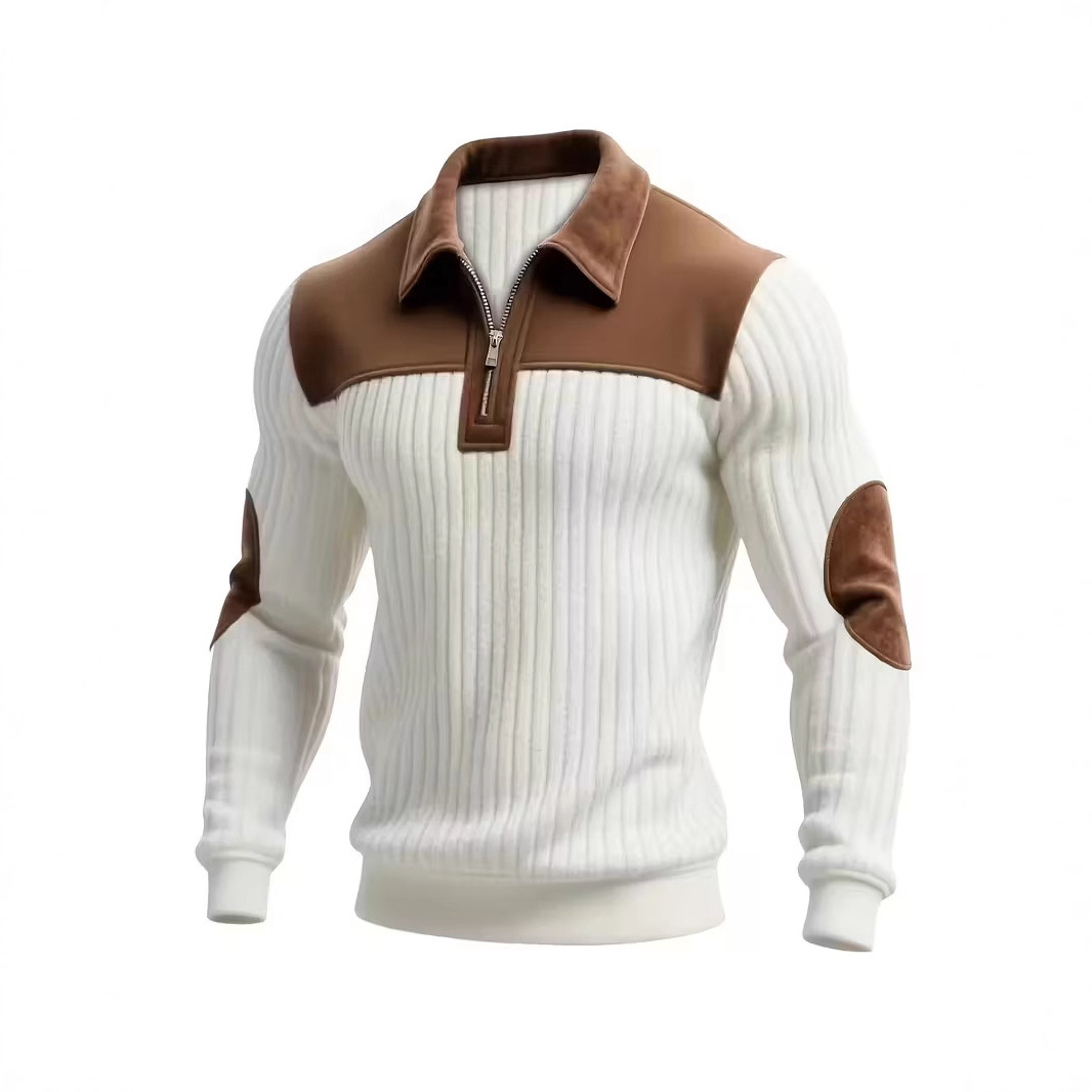 Original Price Clearance) Cross-Border Amazon Hot-Selling European Size Autumn and Winter New Men's Zip-Up Sweater with Color-Blocking Casual Style