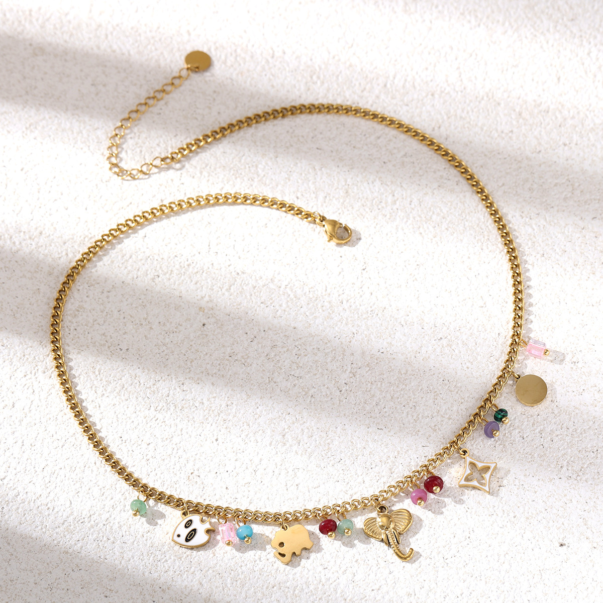 Collar de acero inoxidable TENA lujo ligero de alto nivel colorido colgante de goteo de aceite clavícula joyería de venta caliente transfronteriza
