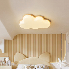 客廳led燈護眼燈吸頂燈木藝雲朵燈臥室燈兒童房原木風燈具