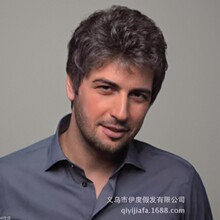 欧美假发 时尚流行男士中年假发短发 玫瑰网高温丝蓬松短卷发现货