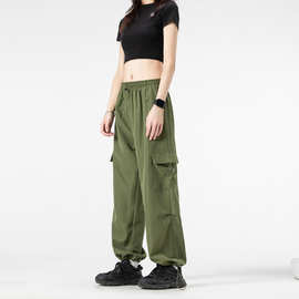 四季百搭工装女裤宽松直筒长裤时尚设计感女生裤子外贸显瘦遮肚子