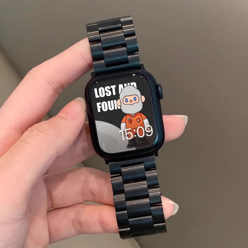 Three-Link Stainless Steel Band Suitable for S11 Apple Watch, Ss10 Generation Iwatch9 Metal Ultra Steel Band Apple