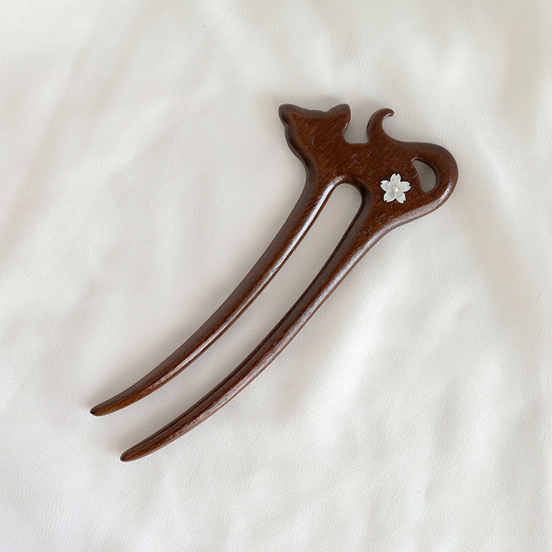 B78 [고양이] 머리핀 [황금백단]