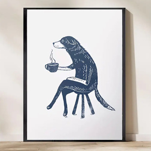 Decorative Painting Minimalist Art Small Fresh Cute Animal Hanging Painting Cream Style Living Room Poster Bedroom Mural