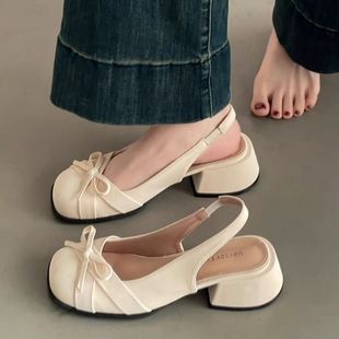 Bow-Knot Design Toe-Toe Sandals, New Spring and Summer Styles with Skirts, Gentle and Sweet, Small People Look Taller, Hollow-Back Shoes