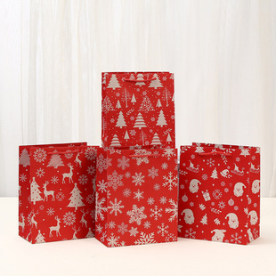 New Red Christmas Gift Bag Christmas Tree Snowflake Packaging Bag Party Holiday Candy Snack Gift Bag