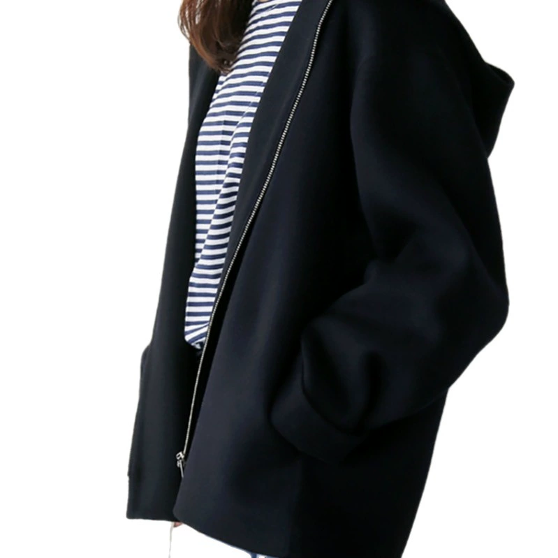 Короткое шерстяное пальто с капюшоном, oversize для подростков, демисезонный повседневный стиль