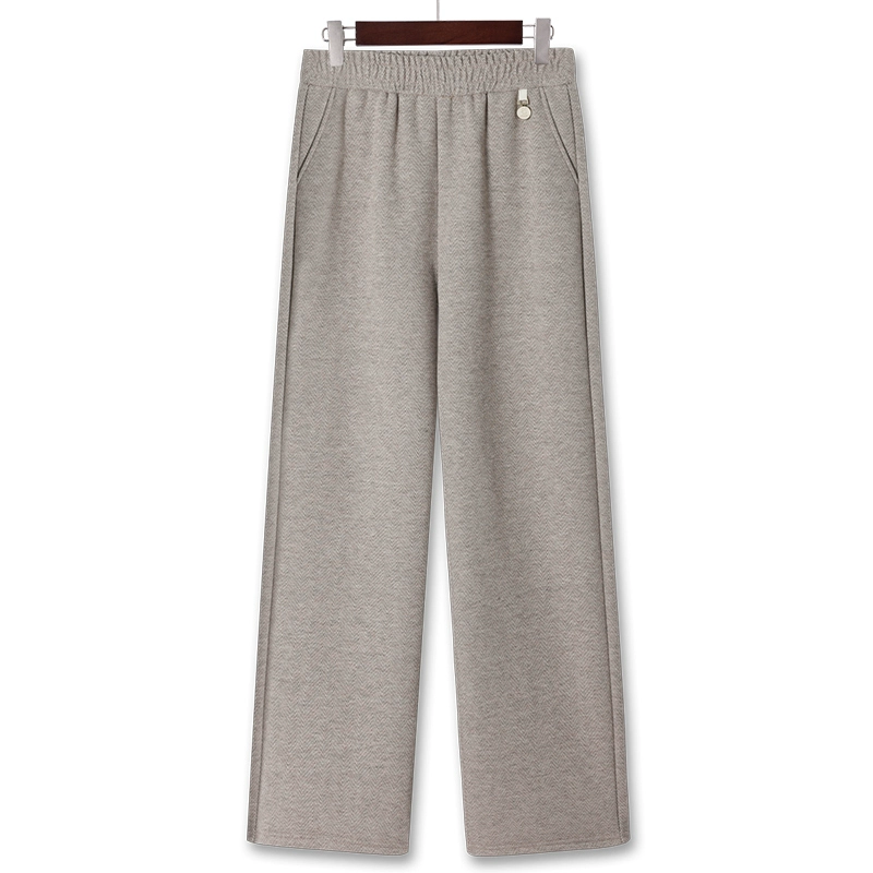 Мама весенне-осеннее платье с широкими пушистыми прямыми брюками среднего и пожилого возраста женская весна эластическая талия повседневные брюки новые брюки