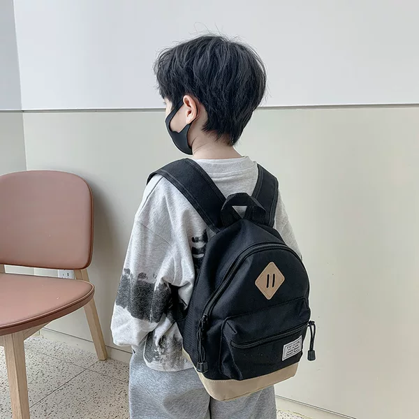Korean Style Boys' Travel Backpack Simple Lightweight Boys and Girls Canvas Solid Color Outgoing Small Backpack Children's Bag