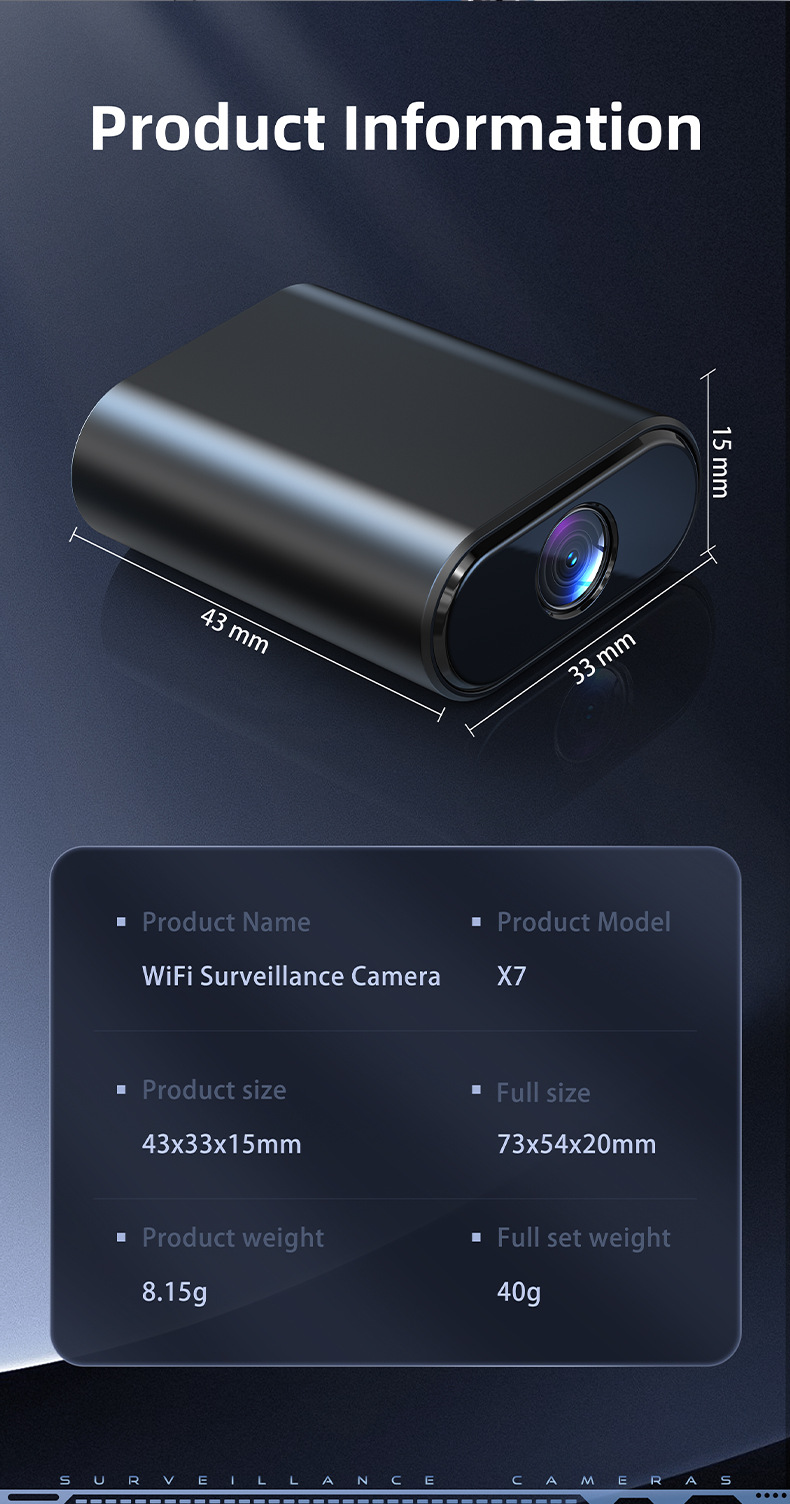 X7 smart monitoring camera, compact, clear night vision