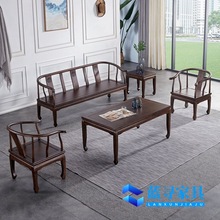 新中式实木沙发组合客厅农村木质家具木头三人位禅意中国风长椅