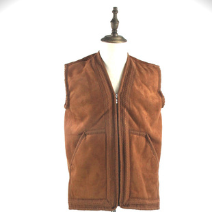 Arabian Vest Middle East Zipper Vest Lapel Collar Vest Suede Muslim Vest Men's Thickened Robe