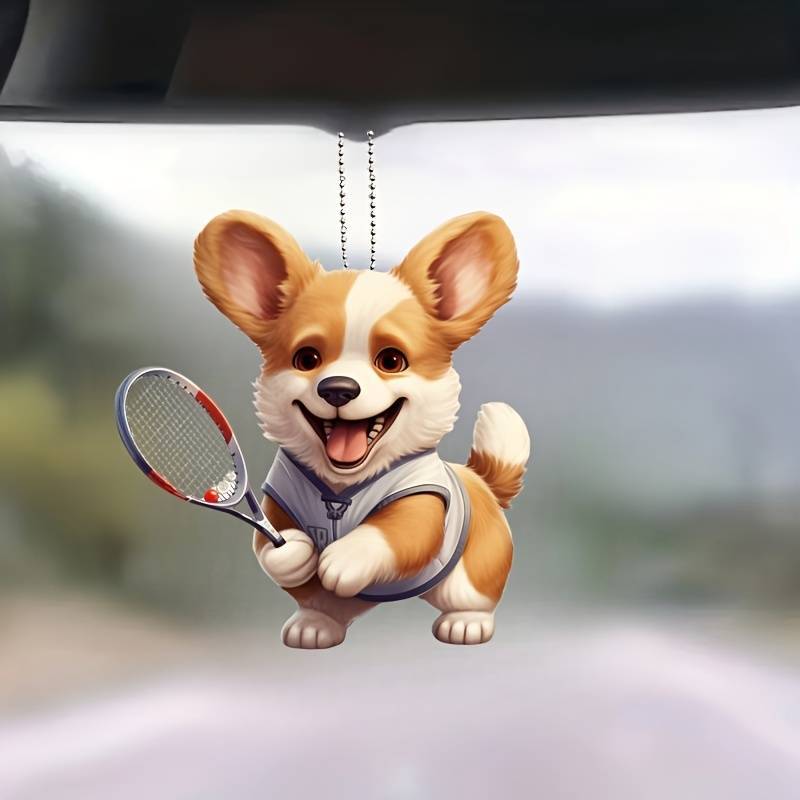 Creativo y lindo en línea corgi perros colgantes acrílicos planos transfronterizos automóviles espejos retrovisores decorativos colgantes