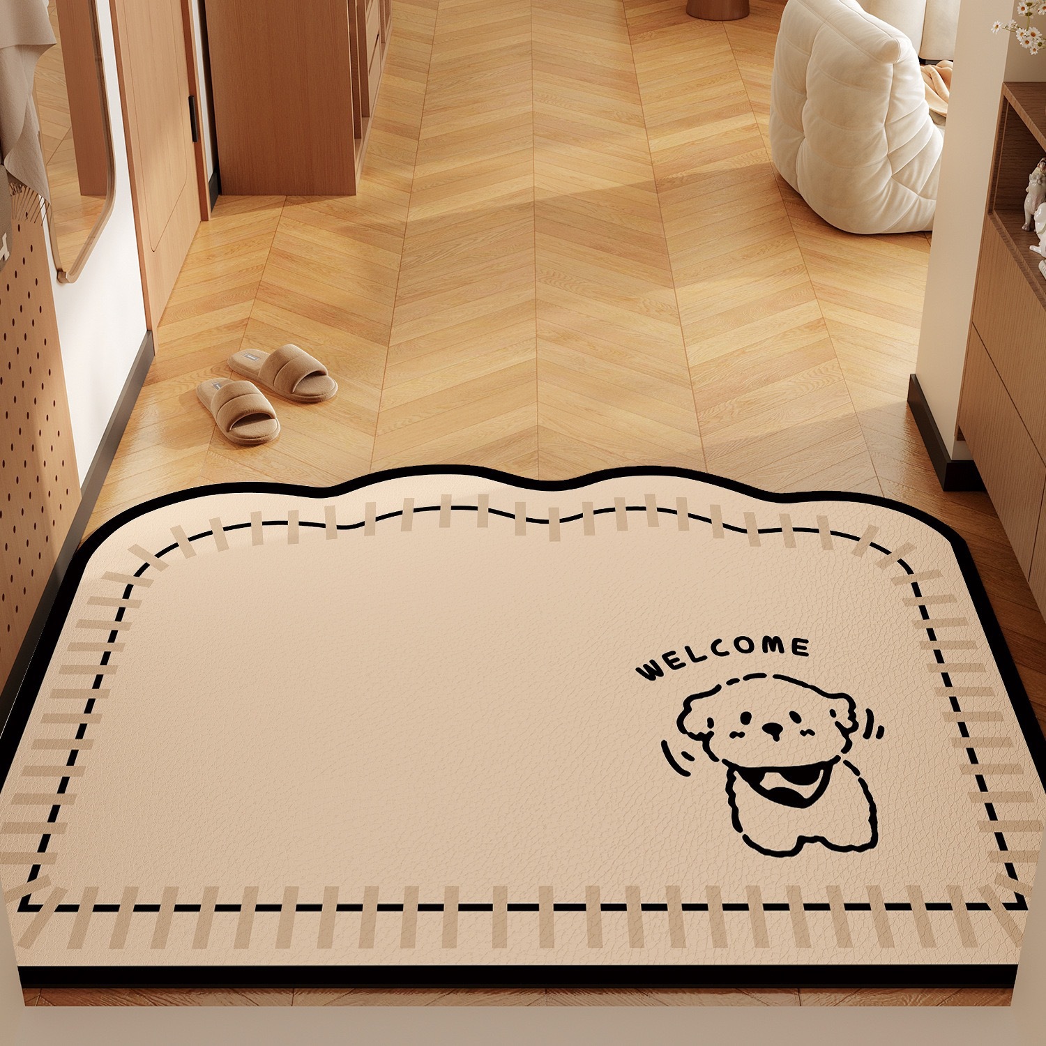 Cartoon Cute Pet Leather Shoe-Changing Mat, Dirt-Resistant and Wear-Resistant, Customizable, Wipeable, No-Wash Pvc Mat, in Stock