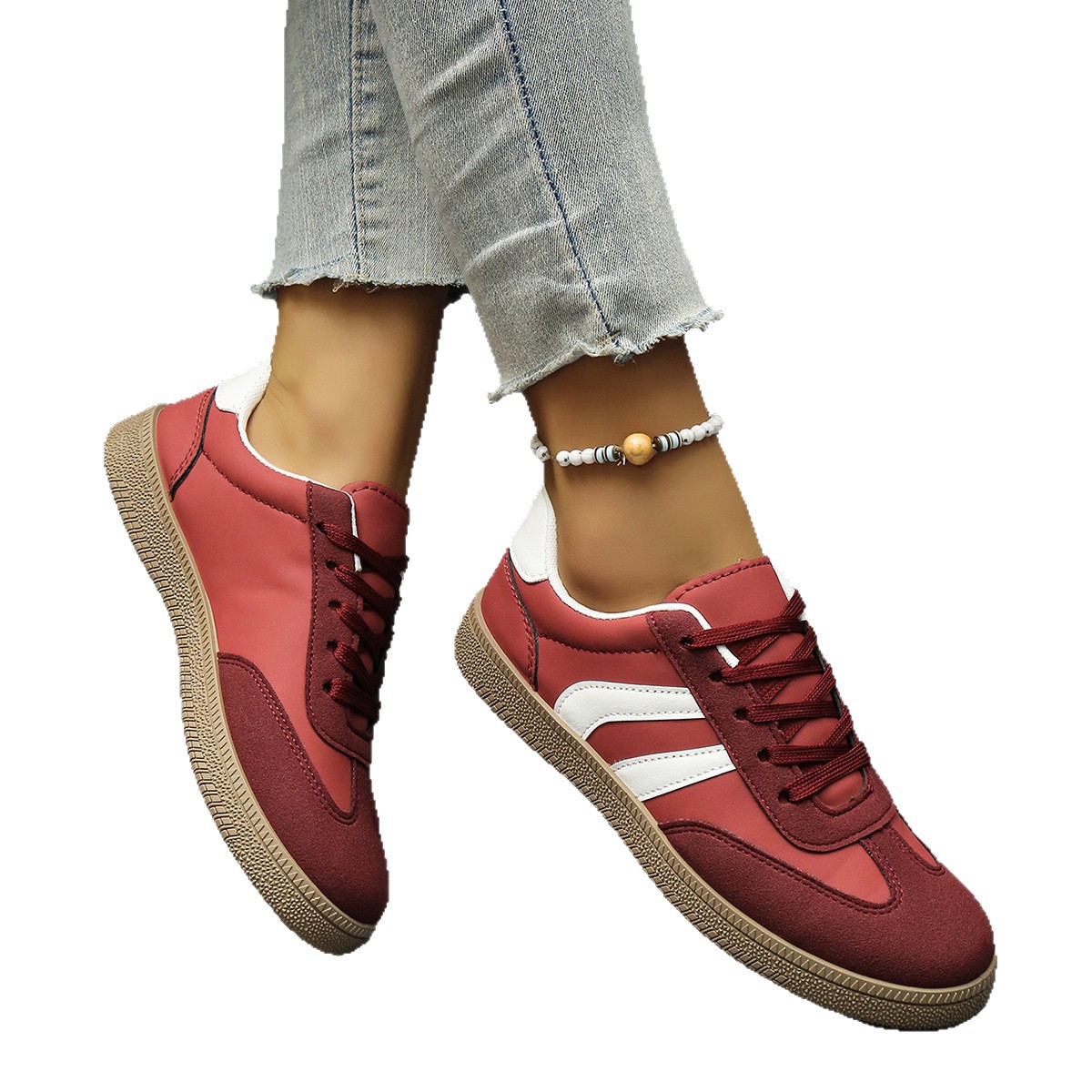 2026 primavera y verano nuevo comercio exterior de tamaño grande correa de cabeza redonda con base plana ocio versátil zapatos de skate ligeros zapatos de mujer al por mayor
