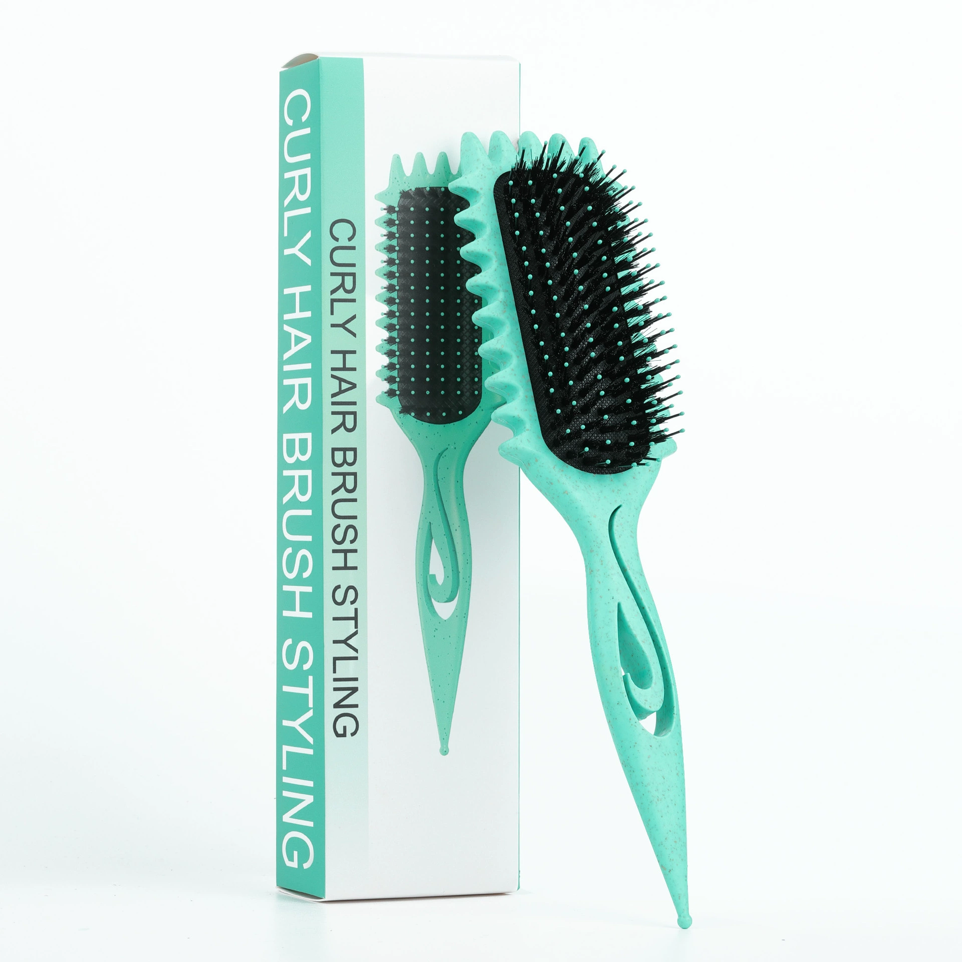 Massage Bounce Curl Comb, Wheat Straw Paddle Brush, Detangling & Styling, Multi-color