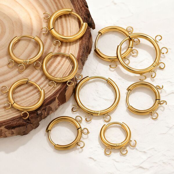 golden design earrings stainless steel