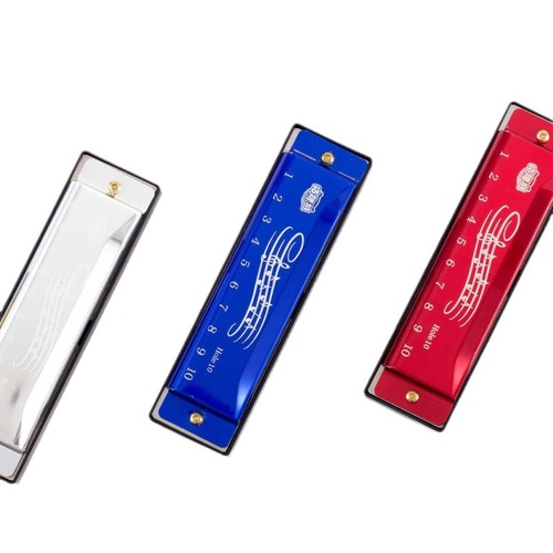 Metal harmonica with boxed wind instrument 10-hole harmonica wholesale student classroom teaching performance accompaniment harmonica